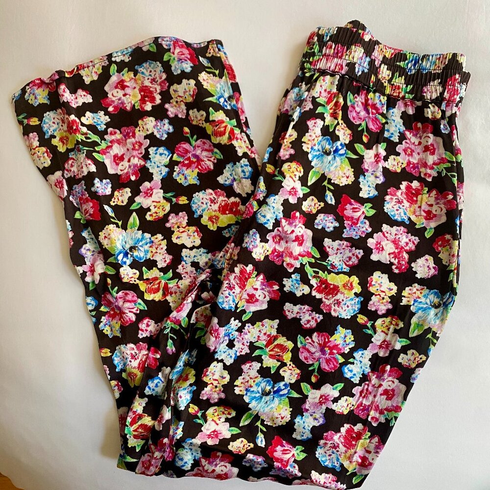 Ganni Floral-print satin pajama pants